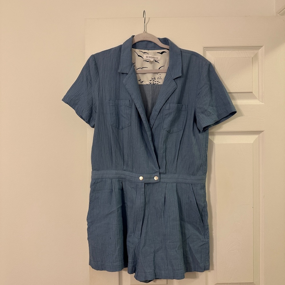 Blue Short Sleeve Romper